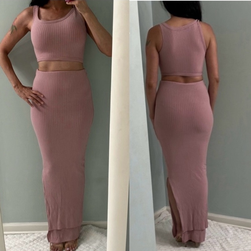 ALIX NYC Pink 2 PC Crop Top Skirt Set Size XS